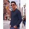 COOFANDY Men’s Knit Polo Shirts Casual Long Sleeve Polo Sweater Golf Shirts(Navy Blue)