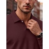 COOFANDY Men’s Knit Polo Shirts Casual Long Sleeve Polo Sweater Golf Shirts(Wine Red)