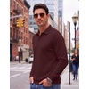 COOFANDY Men’s Knit Polo Shirts Casual Long Sleeve Polo Sweater Golf Shirts(Wine Red)
