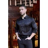 COOFANDY Men’s Stain Dress Shirts Jacquard Long Sleeve Floral Button Up Shirts Party Prom Wedding Shirt(Black)