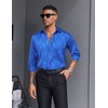 COOFANDY Men’s Stain Dress Shirts Jacquard Long Sleeve Floral Button Up Shirts Party Prom Wedding Shirt(Blue Twist)