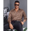 COOFANDY Men’s Stain Dress Shirts Jacquard Long Sleeve Floral Button Up Shirts Party Prom Wedding Shirt(Brown Twist)