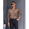COOFANDY Men’s Stain Dress Shirts Jacquard Long Sleeve Floral Button Up Shirts Party Prom Wedding Shirt(Brown Twist)