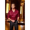 COOFANDY Men’s Stain Dress Shirts Jacquard Long Sleeve Floral Button Up Shirts Party Prom Wedding Shirt(Burgundy)
