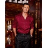 COOFANDY Men’s Stain Dress Shirts Jacquard Long Sleeve Floral Button Up Shirts Party Prom Wedding Shirt(Burgundy)