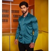 COOFANDY Men’s Stain Dress Shirts Jacquard Long Sleeve Floral Button Up Shirts Party Prom Wedding Shirt(Dark Blue)