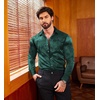 COOFANDY Men’s Stain Dress Shirts Jacquard Long Sleeve Floral Button Up Shirts Party Prom Wedding Shirt(Green Rose Jacquard)