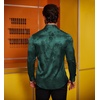 COOFANDY Men’s Stain Dress Shirts Jacquard Long Sleeve Floral Button Up Shirts Party Prom Wedding Shirt(Green Rose Jacquard)