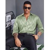 COOFANDY Men’s Stain Dress Shirts Jacquard Long Sleeve Floral Button Up Shirts Party Prom Wedding Shirt(Green Twist)
