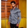 COOFANDY Men’s Stain Dress Shirts Jacquard Long Sleeve Floral Button Up Shirts Party Prom Wedding Shirt(Grey)