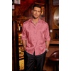 COOFANDY Men’s Stain Dress Shirts Jacquard Long Sleeve Floral Button Up Shirts Party Prom Wedding Shirt(Misty Rose)