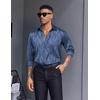 COOFANDY Men’s Stain Dress Shirts Jacquard Long Sleeve Floral Button Up Shirts Party Prom Wedding Shirt(Navy Blue Twist)