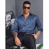 COOFANDY Men’s Stain Dress Shirts Jacquard Long Sleeve Floral Button Up Shirts Party Prom Wedding Shirt(Navy Blue Twist)