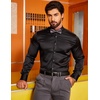 COOFANDY Men’s Stain Dress Shirts Jacquard Long Sleeve Floral Button Up Shirts Party Prom Wedding Shirt(P-black)