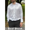 COOFANDY Men’s Stain Dress Shirts Jacquard Long Sleeve Floral Button Up Shirts Party Prom Wedding Shirt(Pear White)