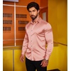 COOFANDY Men’s Stain Dress Shirts Jacquard Long Sleeve Floral Button Up Shirts Party Prom Wedding Shirt(Pink)