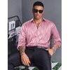 COOFANDY Men’s Stain Dress Shirts Jacquard Long Sleeve Floral Button Up Shirts Party Prom Wedding Shirt(Pink Twist)