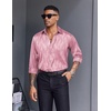 COOFANDY Men’s Stain Dress Shirts Jacquard Long Sleeve Floral Button Up Shirts Party Prom Wedding Shirt(Pink Twist)