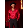 COOFANDY Men’s Stain Dress Shirts Jacquard Long Sleeve Floral Button Up Shirts Party Prom Wedding Shirt(P-red)