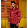 COOFANDY Men’s Stain Dress Shirts Jacquard Long Sleeve Floral Button Up Shirts Party Prom Wedding Shirt(P-wine Red)