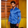 COOFANDY Men’s Stain Dress Shirts Jacquard Long Sleeve Floral Button Up Shirts Party Prom Wedding Shirt(Sapphire)