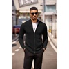 COOFANDY Mens Zip Up Cardigan Sweater Slim Fit Casual Full Zipper Sweaters(Black)