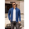 COOFANDY Mens Zip Up Cardigan Sweater Slim Fit Casual Full Zipper Sweaters(Blue)