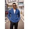 COOFANDY Mens Zip Up Cardigan Sweater Slim Fit Casual Full Zipper Sweaters(Blue)