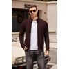 COOFANDY Mens Zip Up Cardigan Sweater Slim Fit Casual Full Zipper Sweaters(Brown)