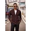 COOFANDY Mens Zip Up Cardigan Sweater Slim Fit Casual Full Zipper Sweaters(Brown)
