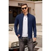 COOFANDY Mens Zip Up Cardigan Sweater Slim Fit Casual Full Zipper Sweaters(Dark Blue)