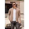 COOFANDY Mens Zip Up Cardigan Sweater Slim Fit Casual Full Zipper Sweaters(Dark Khaki)