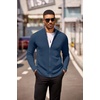COOFANDY Mens Zip Up Cardigan Sweater Slim Fit Casual Full Zipper Sweaters(Deep Blue)