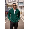 COOFANDY Mens Zip Up Cardigan Sweater Slim Fit Casual Full Zipper Sweaters(Green)