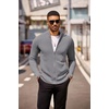 COOFANDY Mens Zip Up Cardigan Sweater Slim Fit Casual Full Zipper Sweaters(Grey)