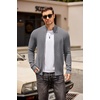 COOFANDY Mens Zip Up Cardigan Sweater Slim Fit Casual Full Zipper Sweaters(Grey)