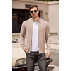 COOFANDY Mens Zip Up Cardigan Sweater Slim Fit Casual Full Zipper Sweaters(Khaki)