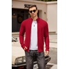 COOFANDY Mens Zip Up Cardigan Sweater Slim Fit Casual Full Zipper Sweaters(Red)