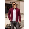COOFANDY Mens Zip Up Cardigan Sweater Slim Fit Casual Full Zipper Sweaters(Wine Red)