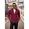 COOFANDY Mens Zip Up Cardigan Sweater Slim Fit Casual Full Zipper Sweaters(Wine Red)