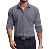 COOFANDY Men’s Dress Shirts Long Sleeve Casual Button Down Shirt Solid Regular Fit Formal Business Shirts(Dark Deep Grey)