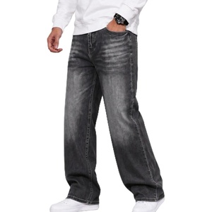 COOFANDY Mens Baggy Jeans Wide Leg Stretch Denim Casual Pants(Smoky Grey)