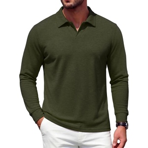 COOFANDY Men’s Knit Polo Shirts Casual Long Sleeve Polo Sweater Golf Shirts(Army Green)