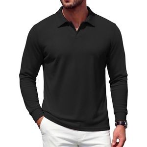 COOFANDY Men’s Knit Polo Shirts Casual Long Sleeve Polo Sweater Golf Shirts(Black)