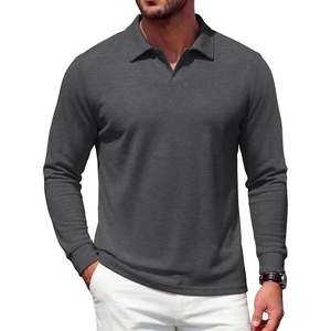 COOFANDY Men’s Knit Polo Shirts Casual Long Sleeve Polo Sweater Golf Shirts(Dark Grey)