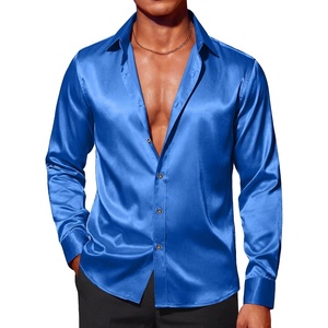 COOFANDY Men’s Stain Dress Shirts Jacquard Long Sleeve Floral Button Up Shirts Party Prom Wedding Shirt(Sapphire)