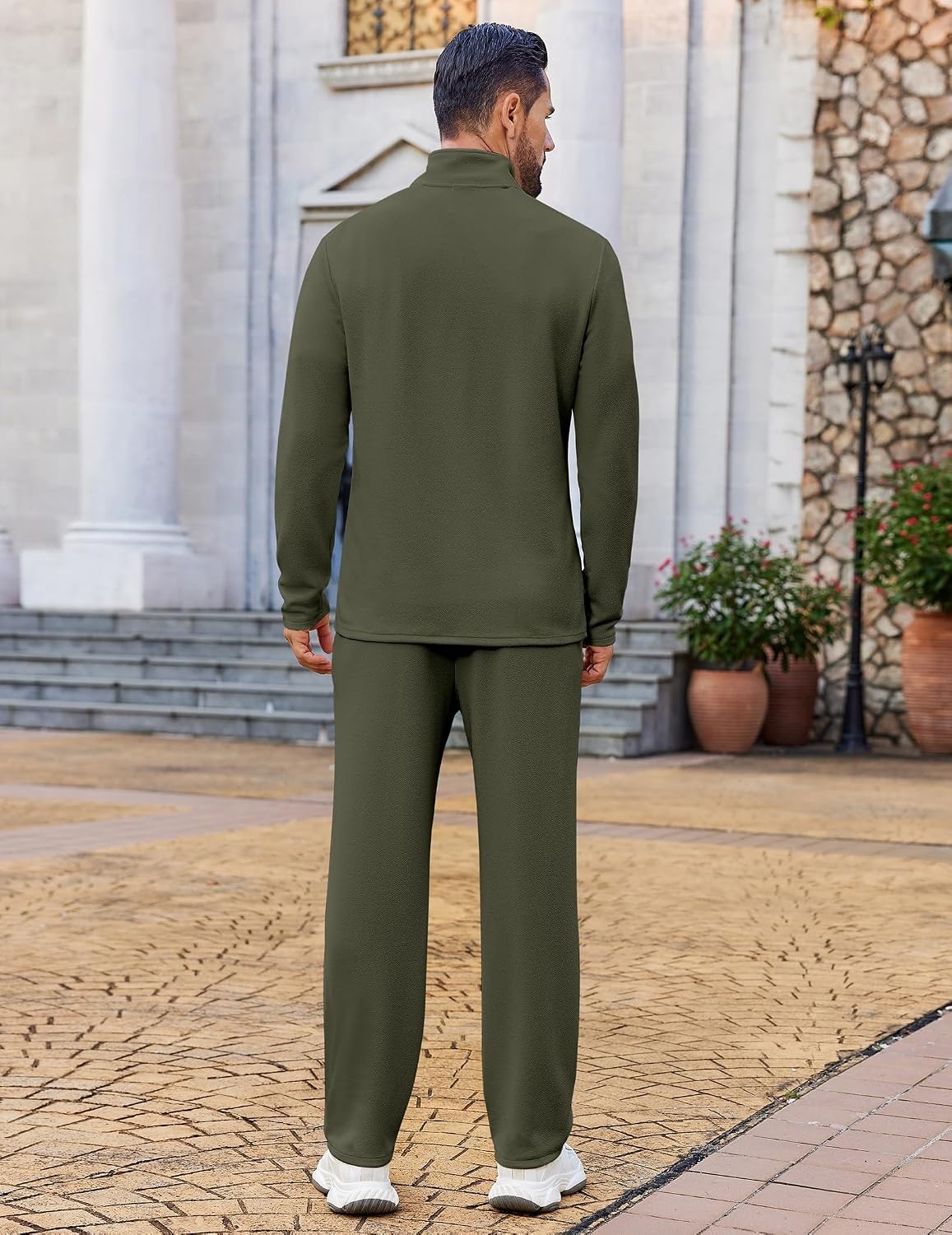 image:imageCOOFANDY Mens Track suit 2 Piece Athletic Sweatsuit Casual Sport Outfit SetArmy Green