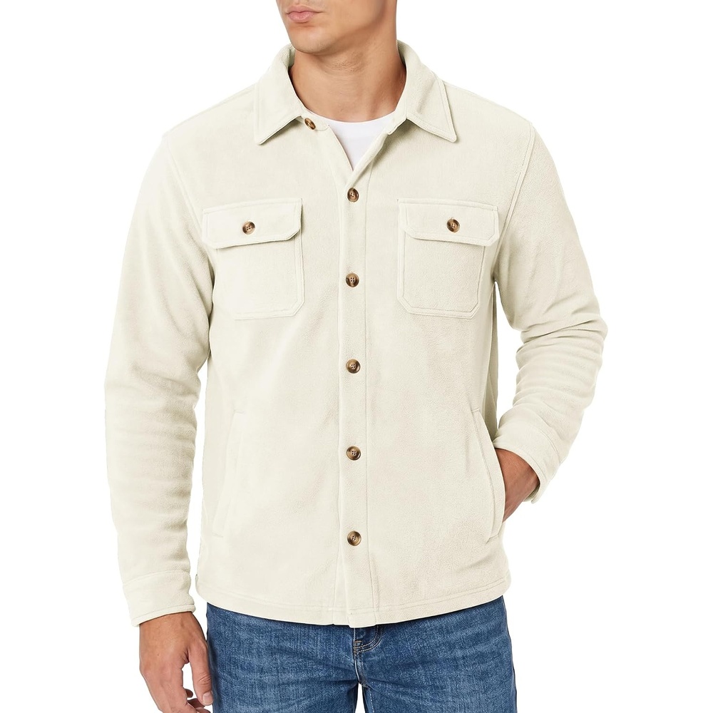 image:imageCOOFANDY Mens Fleece Shacket Button Down Shirt Jacket Winter Warm CoatBeige
