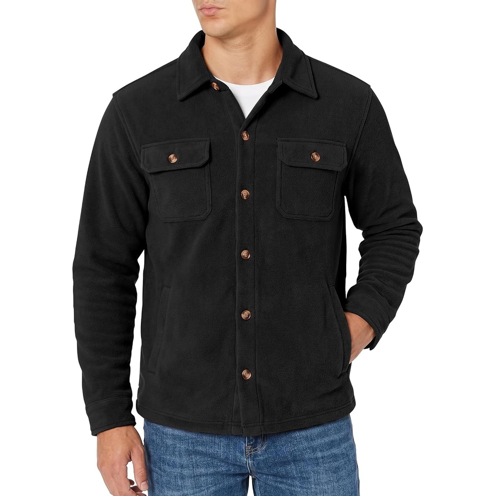 image:imageCOOFANDY Mens Fleece Shacket Button Down Shirt Jacket Winter Warm CoatBlack