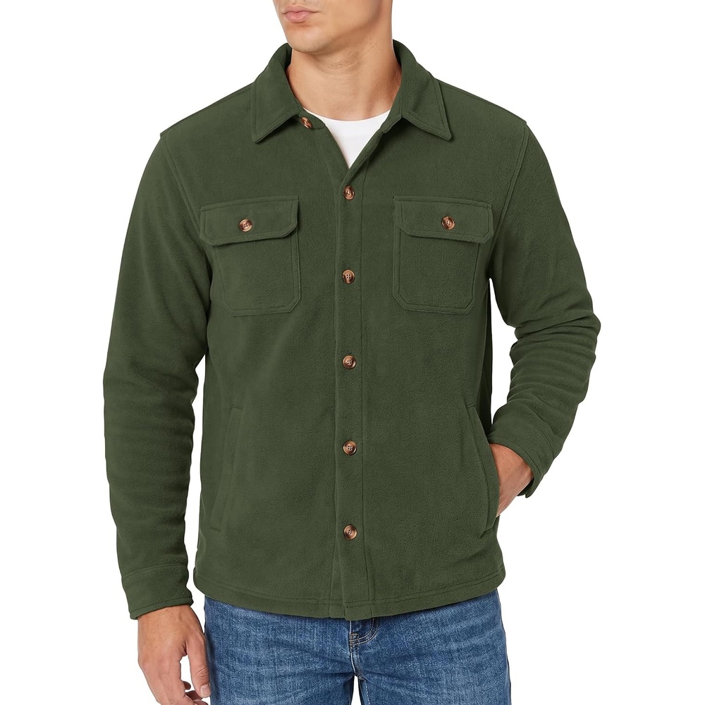 image:imageCOOFANDY Mens Fleece Shacket Button Down Shirt Jacket Winter Warm CoatDark Green